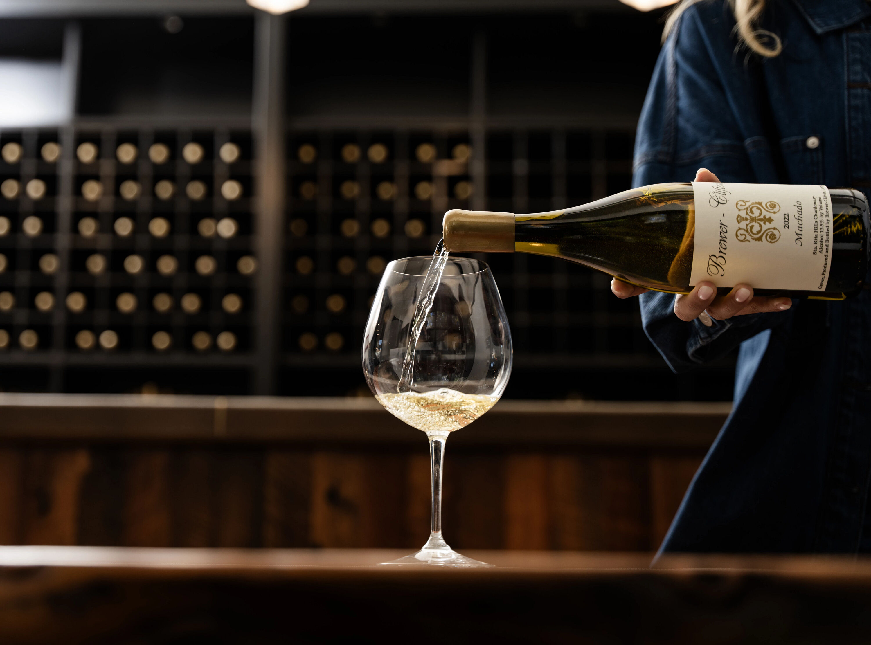 Brewer-Clifton Chardonnay pouring