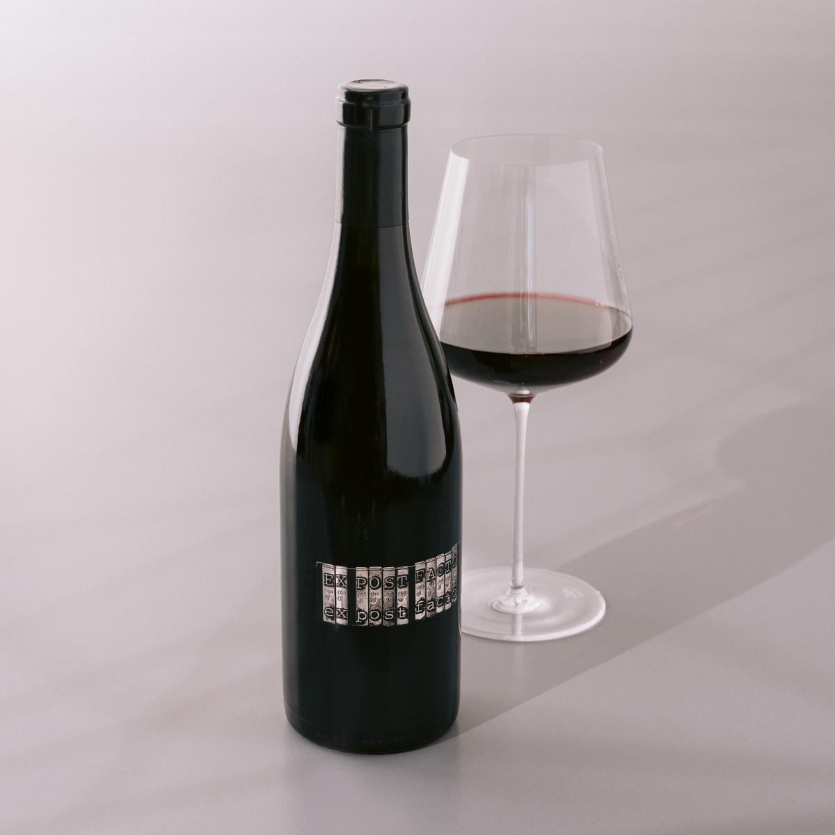 Syrah red wine bottle and wine glass