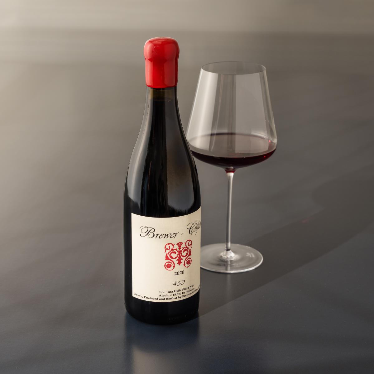 459 Pinot Noir bottle shot with wine glass