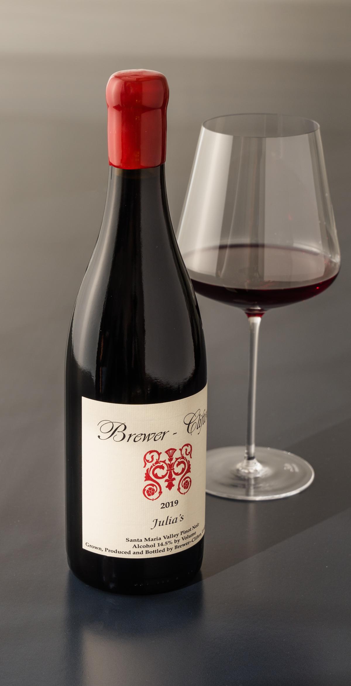 Pinot Noir red wine bottle and wine glass