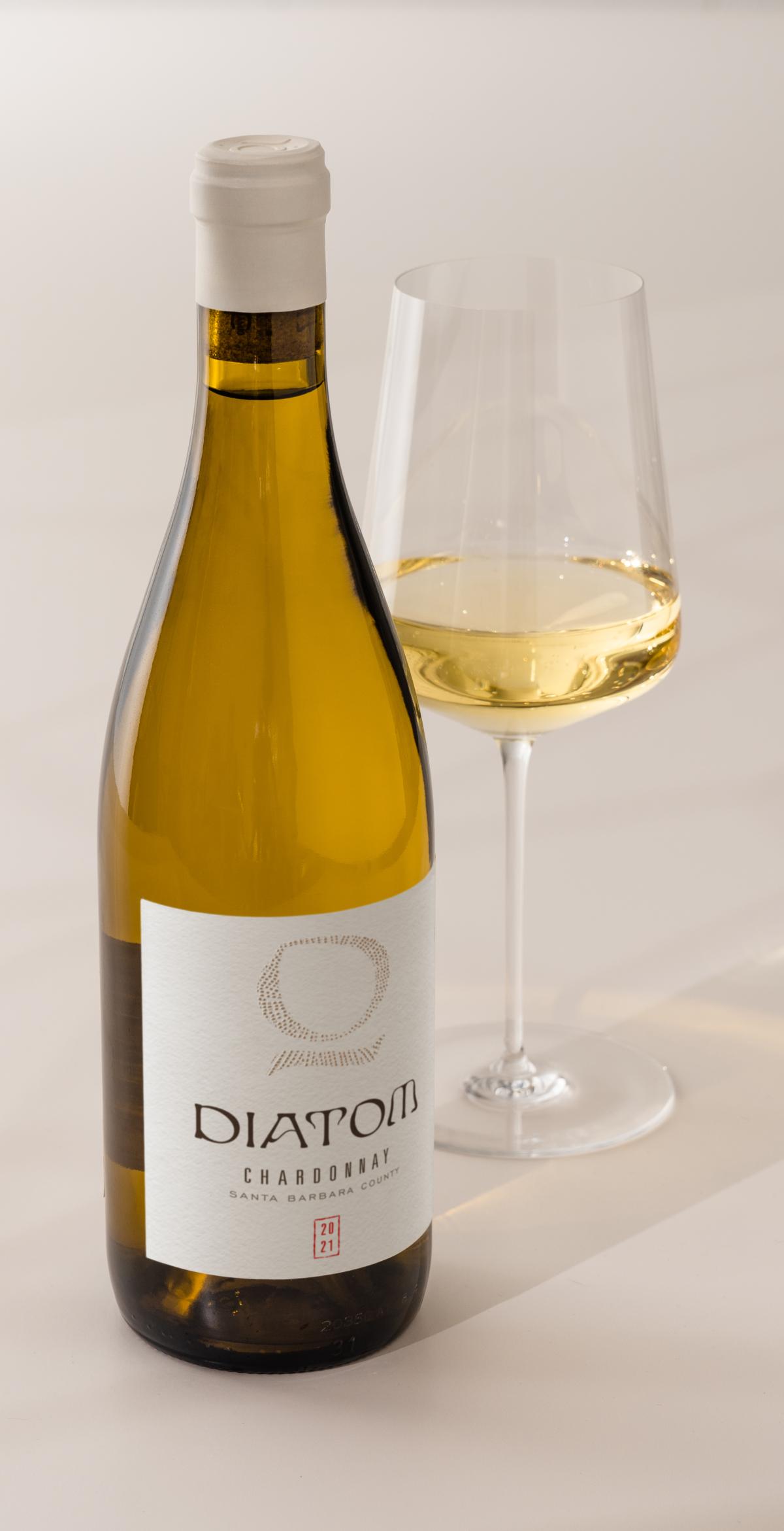 Diatom Chardonnay with wine glass 