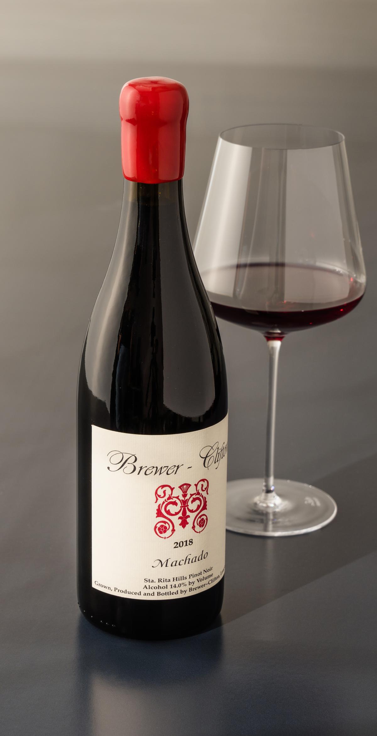 Machado Pinot Noir with wine glass 
